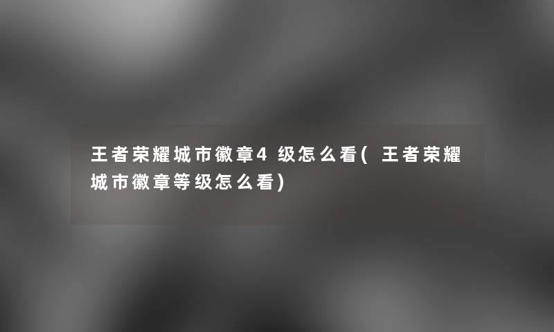 王者荣耀城市徽章4级怎么看(王者荣耀城市徽章等级怎么看) 王者荣耀城市徽章4级怎么看(王者荣耀城市徽章等级怎么看)