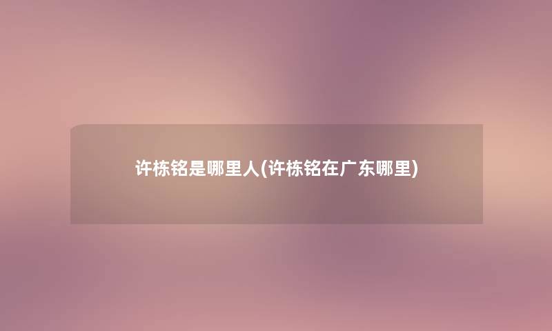 许栋铭是哪里人(许栋铭在广东哪里) 许栋铭是哪里人(许栋铭在广东哪里)