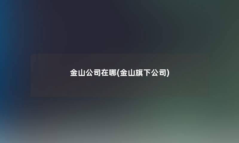 金山公司在哪(金山旗下公司)