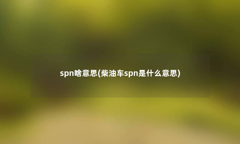spn啥意思(柴油车spn是什么意思) spn啥意思(柴油车spn是什么意思)
