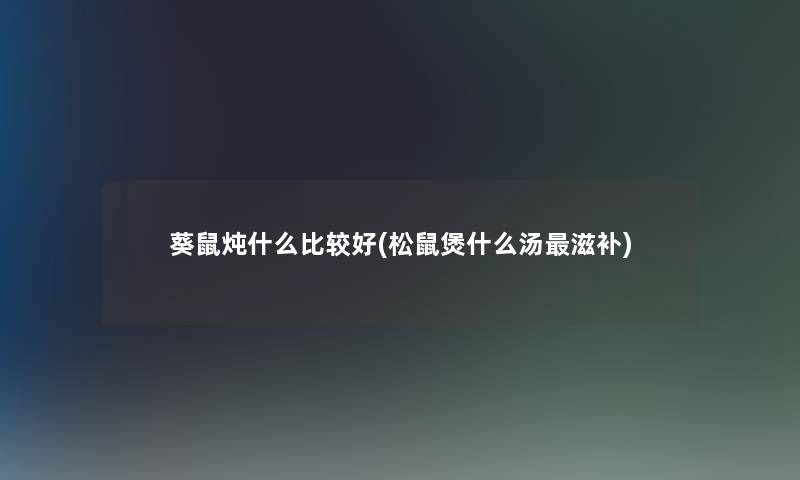 葵鼠炖什么比较好(松鼠煲什么汤滋补) 葵鼠炖什么比较好(松鼠煲什么汤滋补)