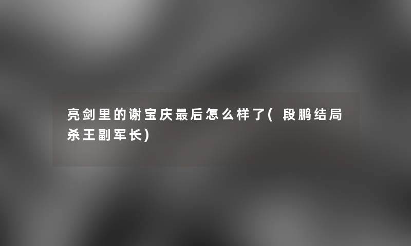 亮剑里的谢宝庆这里要说怎么样了(段鹏结局杀王副军长) 亮剑里的谢宝庆这里要说怎么样了(段鹏结局杀王副军长)