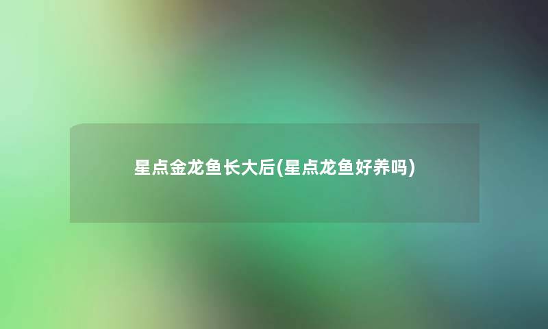 星点金龙鱼长大后(星点龙鱼好养吗) 星点金龙鱼长大后(星点龙鱼好养吗)