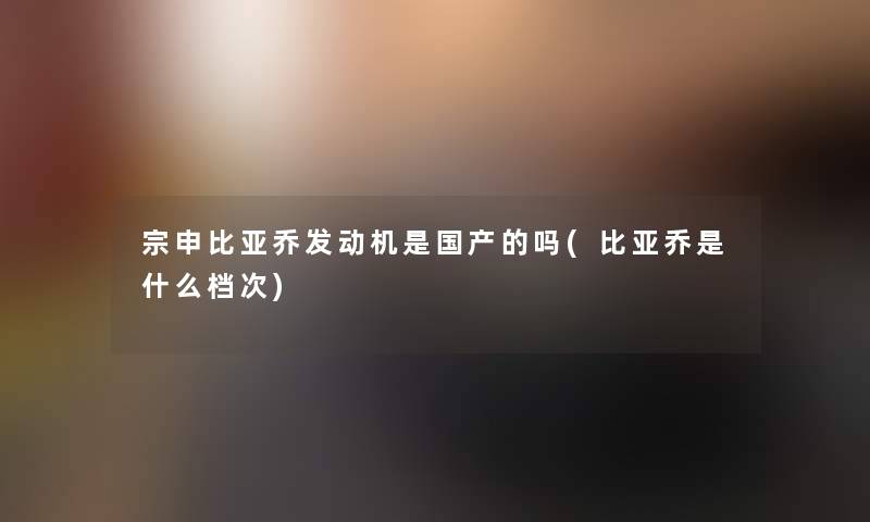 宗申比亚乔发动机是国产的吗(比亚乔是什么档次) 宗申比亚乔发动机是国产的吗(比亚乔是什么档次)