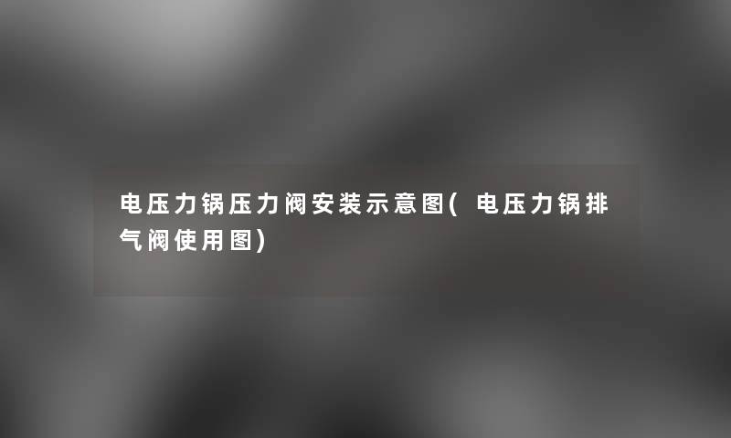 电压力锅压力阀安装示意图(电压力锅排气阀使用图)