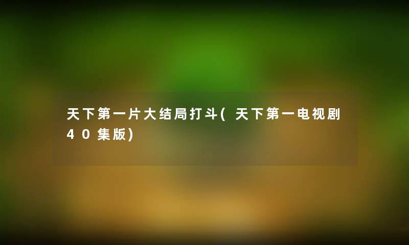 天下第一片大结局打斗(天下第一电视剧40集版) 天下第一片大结局打斗(天下第一电视剧40集版)