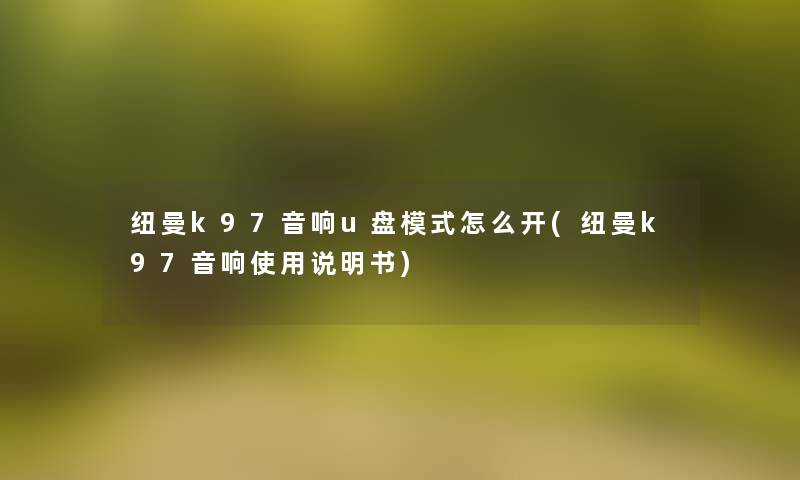 纽曼k97音响u盘模式怎么开(纽曼k97音响使用说明书)