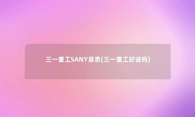 三一重工SANY意思(三一重工好进吗)