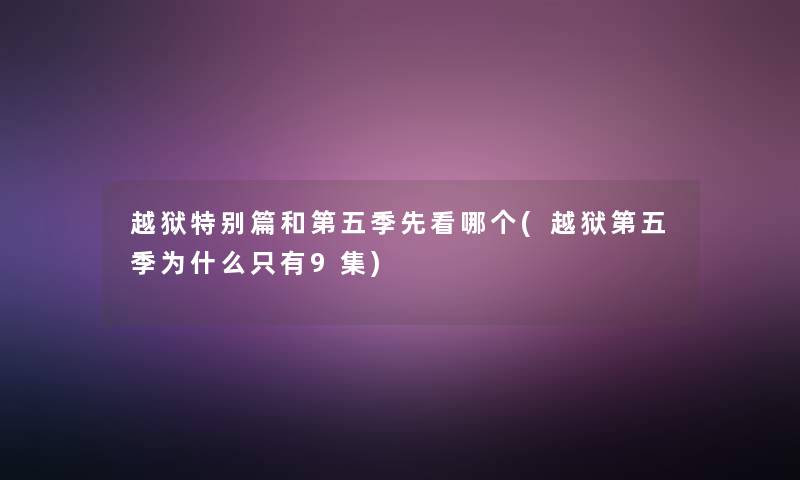 越狱特别篇和第五季先看哪个(越狱第五季为什么只有9集)