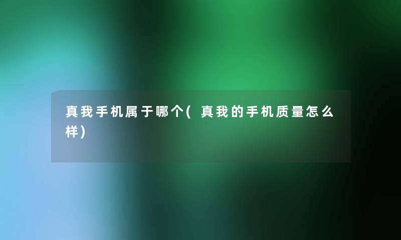 真我手机属于哪个(真我的手机质量怎么样)