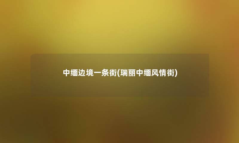 中缅边境一条街(瑞丽中缅风情街)