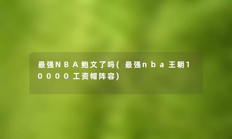 强NBA鲍文了吗(强nba王朝10000工资帽阵容)